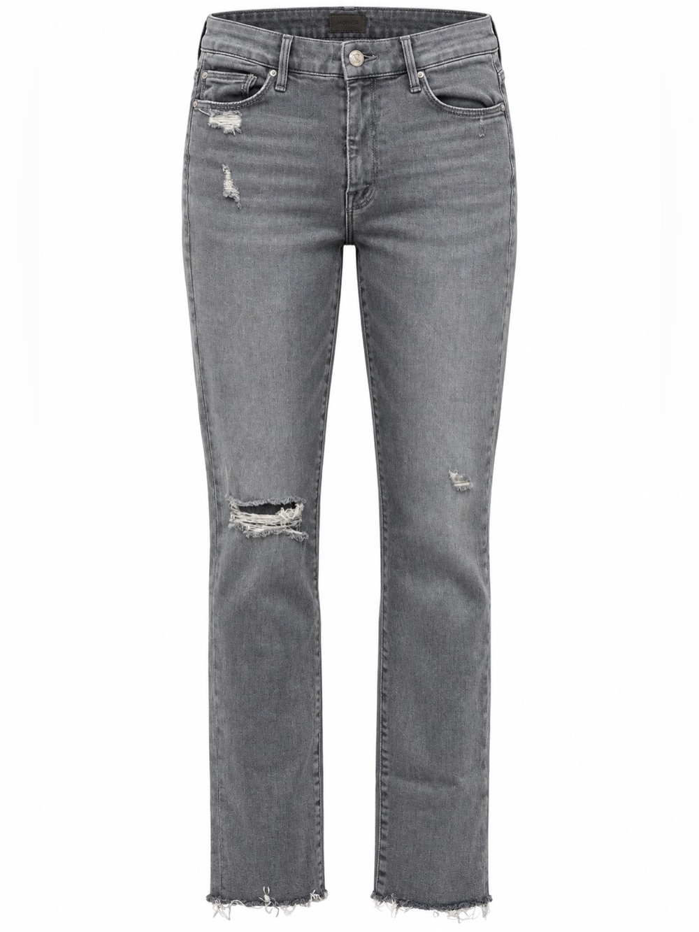 MOTHER The Looker Gray Distressed Raw Hem Jeans Size 26